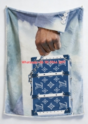 Blue LV Trunk Blanket Monogram Trunk Throw 128